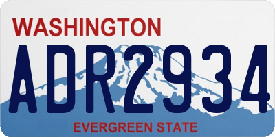 WA license plate ADR2934