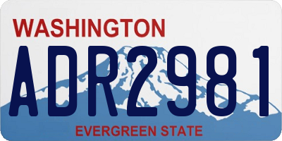 WA license plate ADR2981
