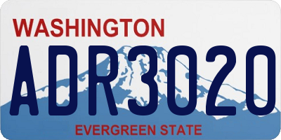WA license plate ADR3020