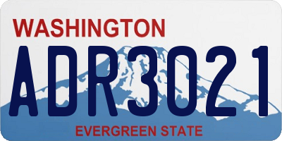 WA license plate ADR3021