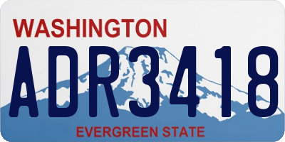 WA license plate ADR3418
