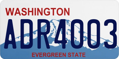 WA license plate ADR4003