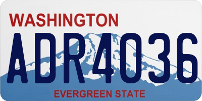 WA license plate ADR4036