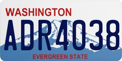 WA license plate ADR4038