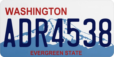 WA license plate ADR4538