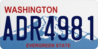 WA license plate ADR4981