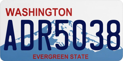 WA license plate ADR5038