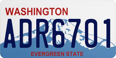 WA license plate ADR6701