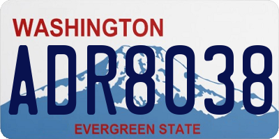 WA license plate ADR8038