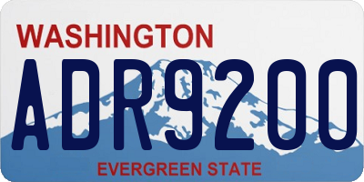 WA license plate ADR9200