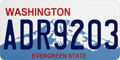 WA license plate ADR9203