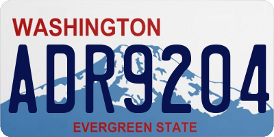 WA license plate ADR9204