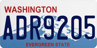 WA license plate ADR9205