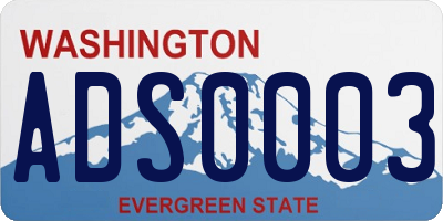 WA license plate ADS0003