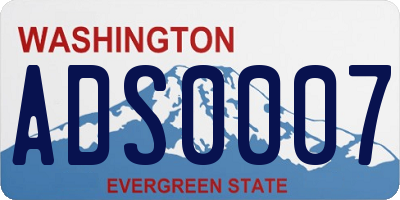 WA license plate ADS0007