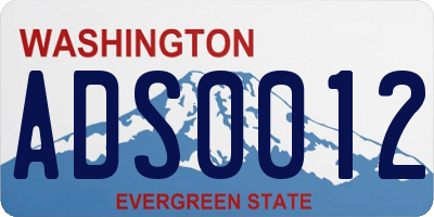 WA license plate ADS0012