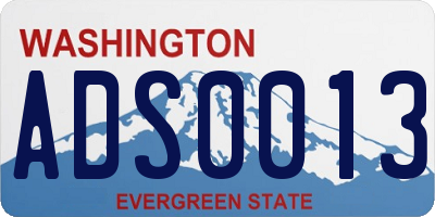 WA license plate ADS0013
