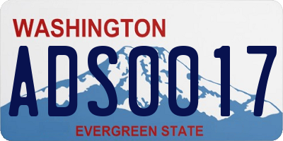 WA license plate ADS0017