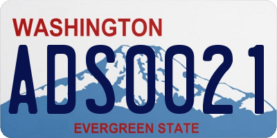 WA license plate ADS0021