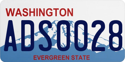 WA license plate ADS0028