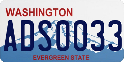 WA license plate ADS0033