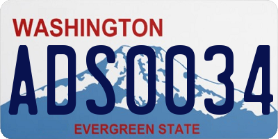 WA license plate ADS0034