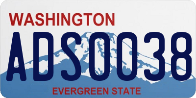WA license plate ADS0038