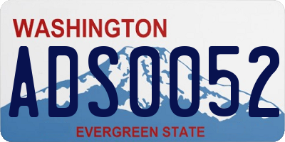 WA license plate ADS0052