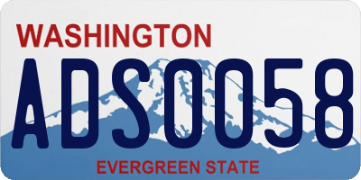 WA license plate ADS0058