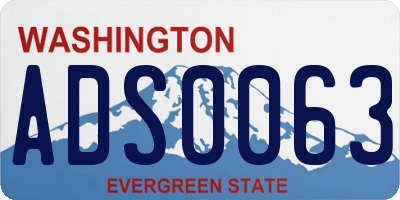 WA license plate ADS0063