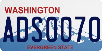 WA license plate ADS0070