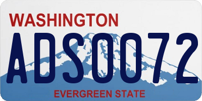WA license plate ADS0072