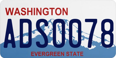 WA license plate ADS0078