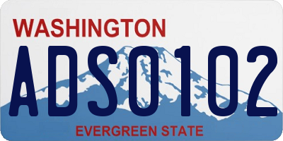 WA license plate ADS0102
