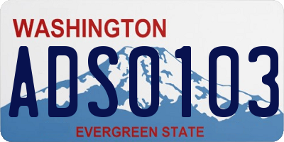 WA license plate ADS0103