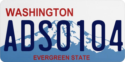WA license plate ADS0104