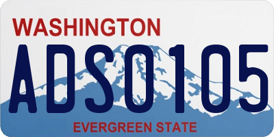 WA license plate ADS0105