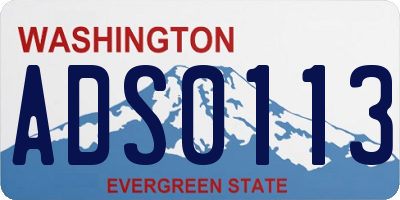 WA license plate ADS0113