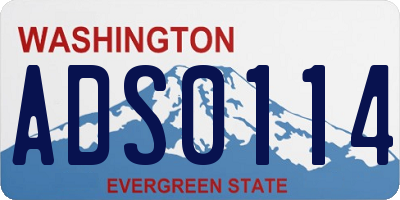 WA license plate ADS0114
