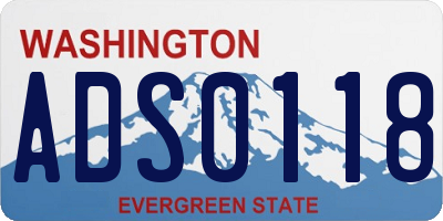 WA license plate ADS0118