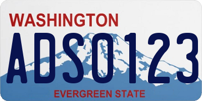 WA license plate ADS0123