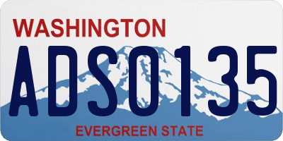 WA license plate ADS0135