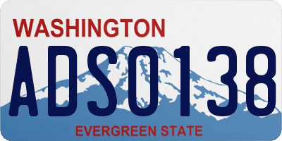 WA license plate ADS0138