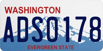 WA license plate ADS0178