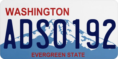 WA license plate ADS0192