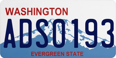 WA license plate ADS0193