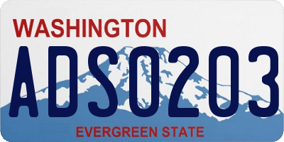 WA license plate ADS0203