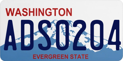 WA license plate ADS0204