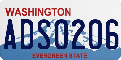 WA license plate ADS0206