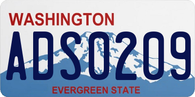 WA license plate ADS0209